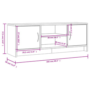 Tv-bänk grå sonoma 102x30x37,5 cm konstruerat trä
