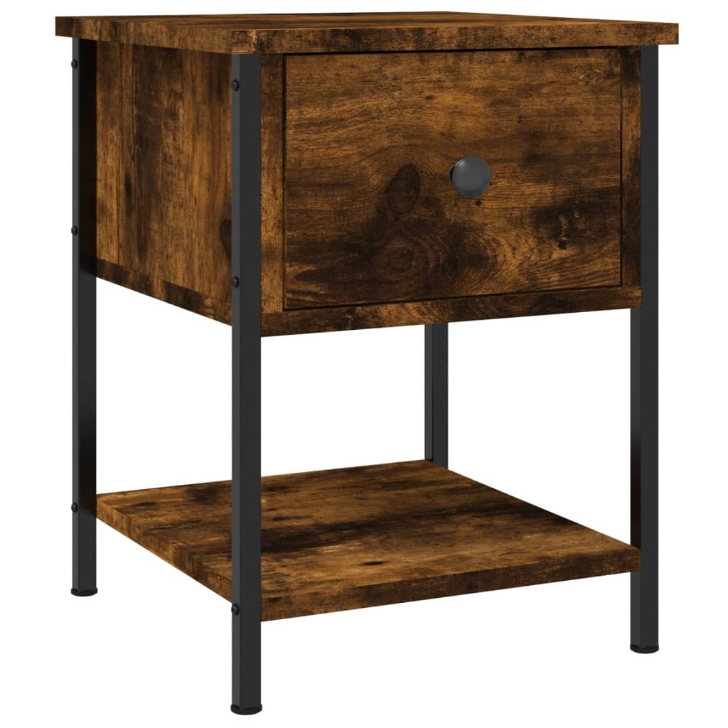 Sängbord 2 st rökfärgad ek 34x35,5x45 cm konstruerat trä