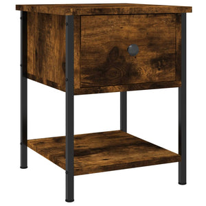 Sängbord 2 st rökfärgad ek 34x35,5x45 cm konstruerat trä