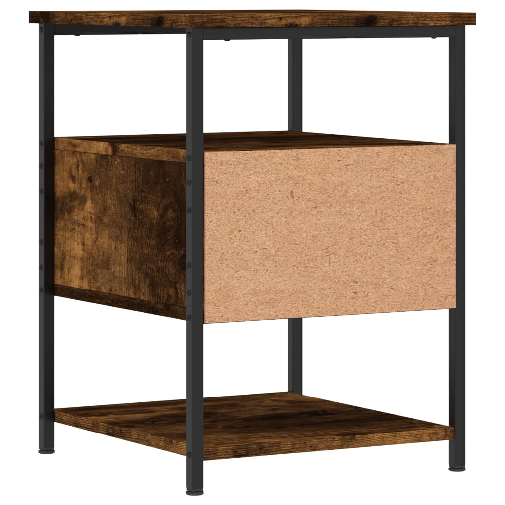 Sängbord rökfärgad ek 40x42x56 cm konstruerat trä