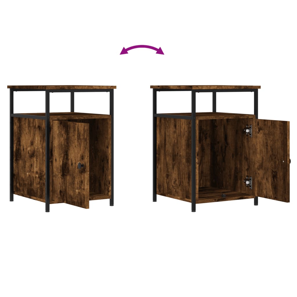 Sängbord rökfärgad ek 40x42x60 cm konstruerat trä