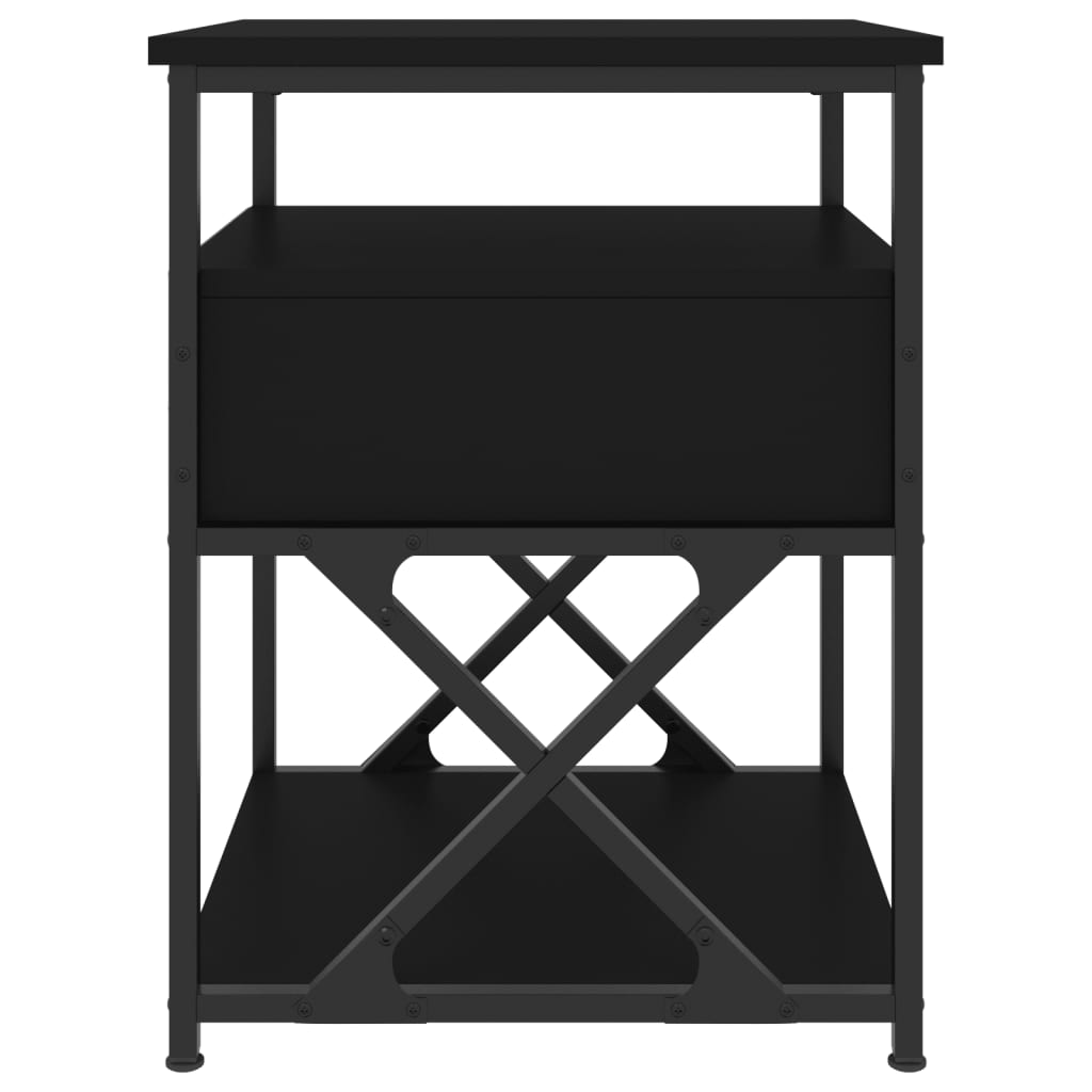 Sängbord 2 st svart 40x42x55 cm konstruerat trä