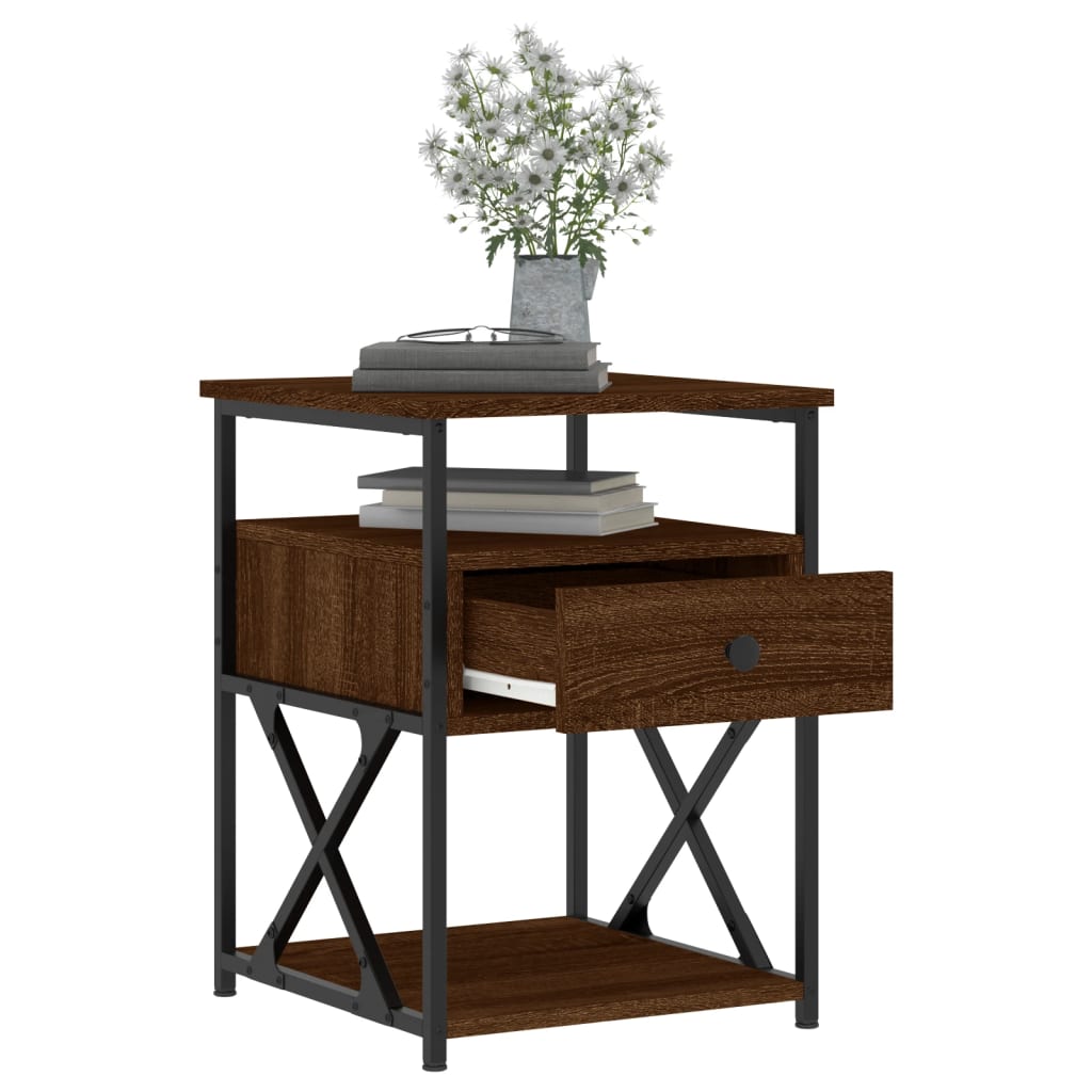 Sängbord 2 st brun ek 40x42x55 cm konstruerat trä