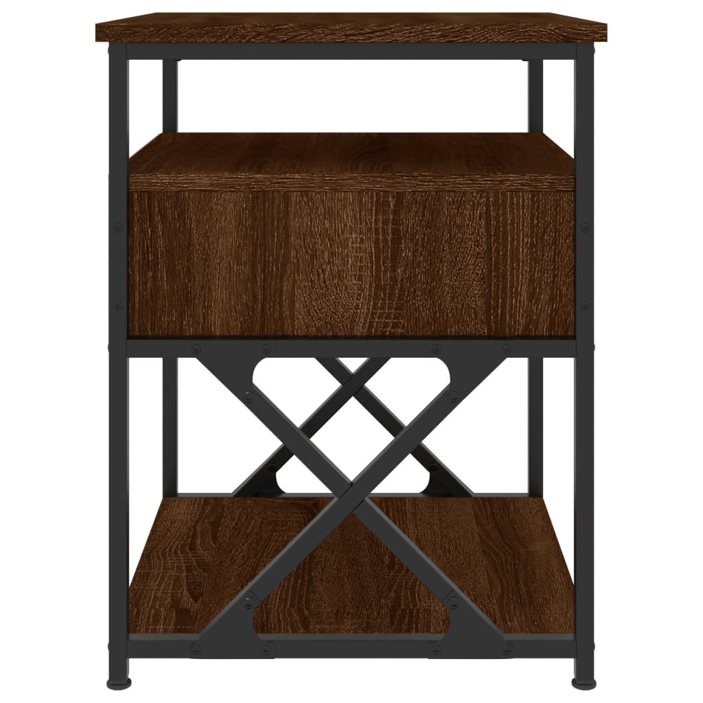 Sängbord 2 st brun ek 40x42x55 cm konstruerat trä