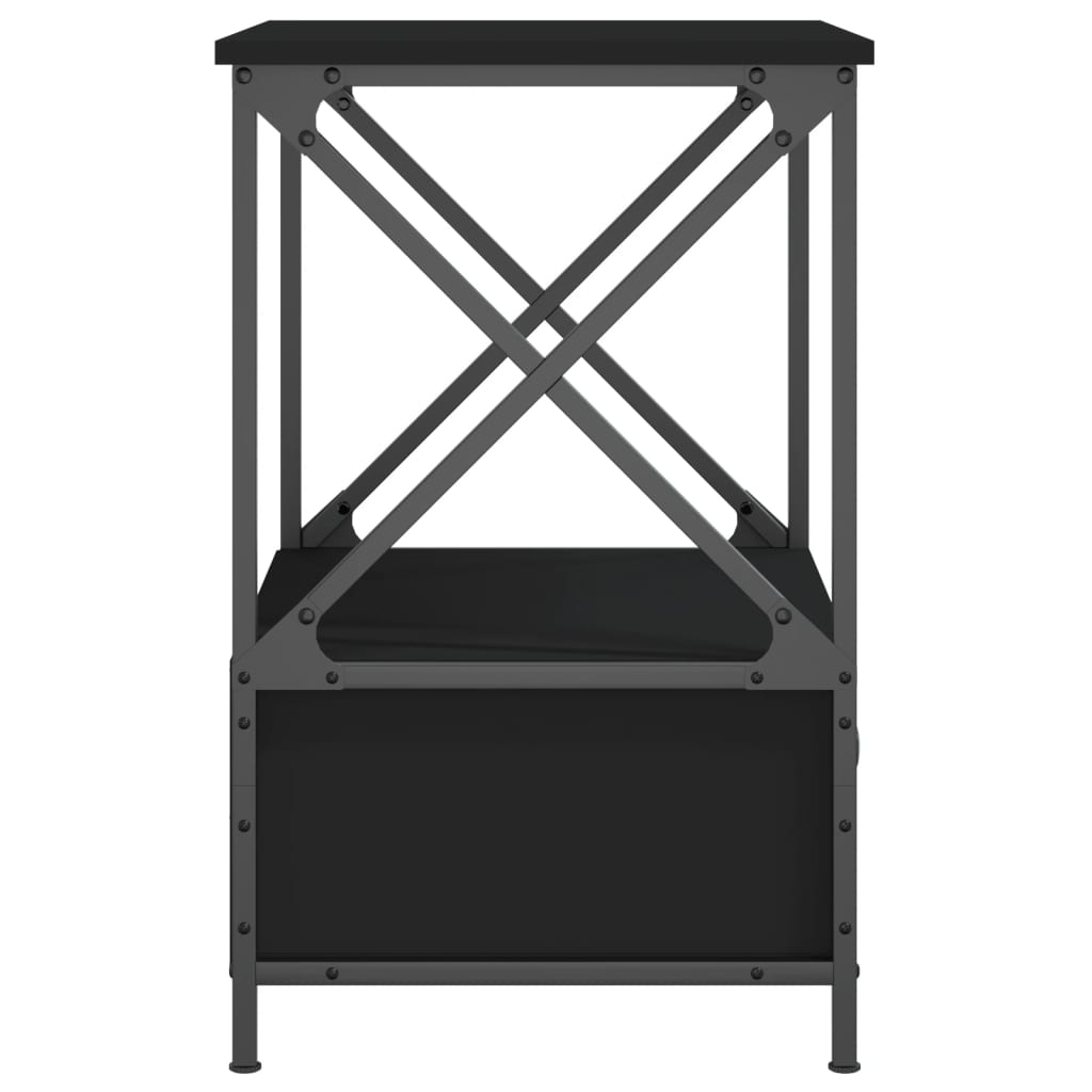 Sängbord 2 st svart 50x41x65 cm konstruerat trä