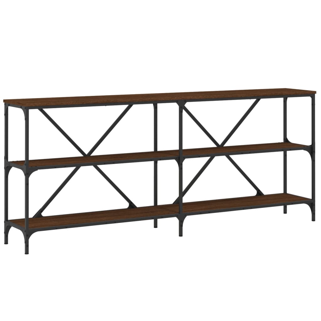 Konsolbord brun ek 180x30x75 cm konstruerat trä och järn