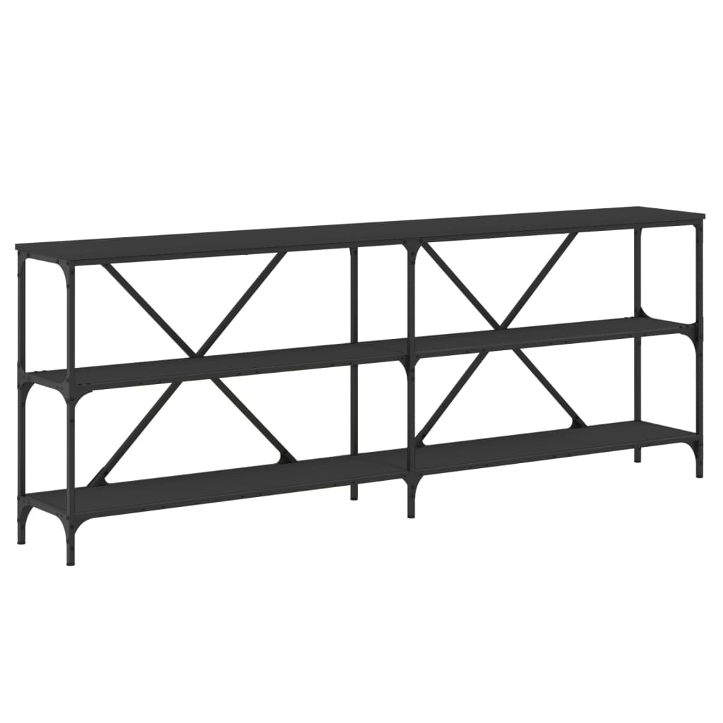 Konsolbord svart 200x30x75 cm konstruerat trä och järn