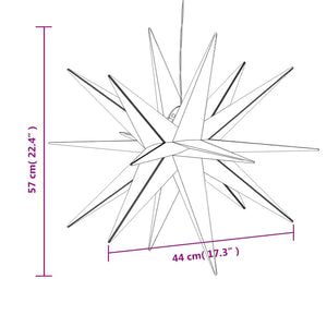 Stjärnor med LED-belysning 3 st vikbar vit 57 cm