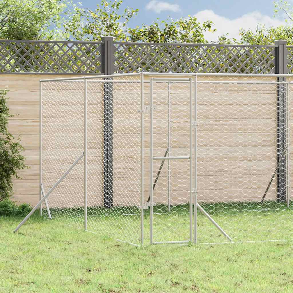Hundgård för utomhusbruk silver 8x8x2 m galvaniserat stål