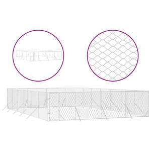 Hundgård för utomhusbruk silver 8x12x2 m galvaniserat stål