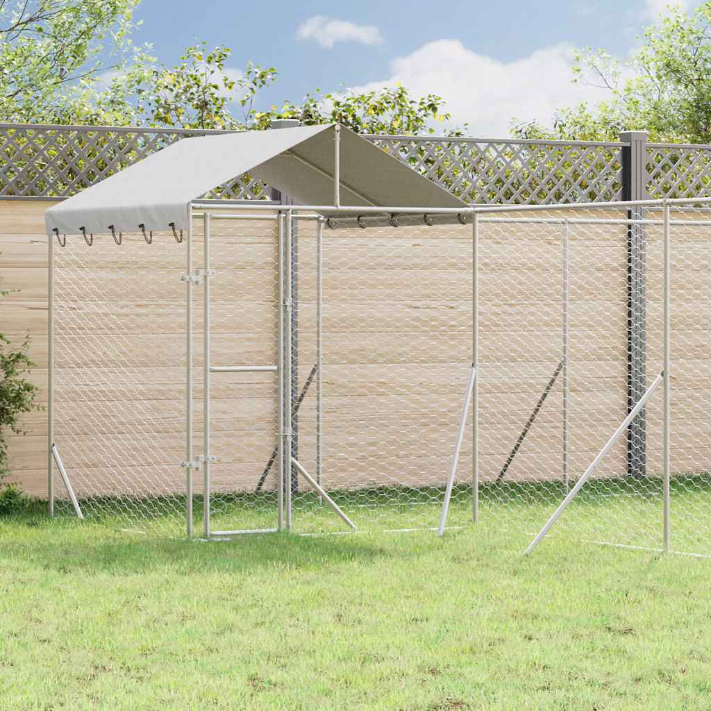 Hundgård med tak silver 10x6x2,5 m galvaniserat stål