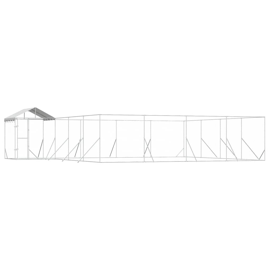 Hundgård med tak silver 10x8x2,5 m galvaniserat stål