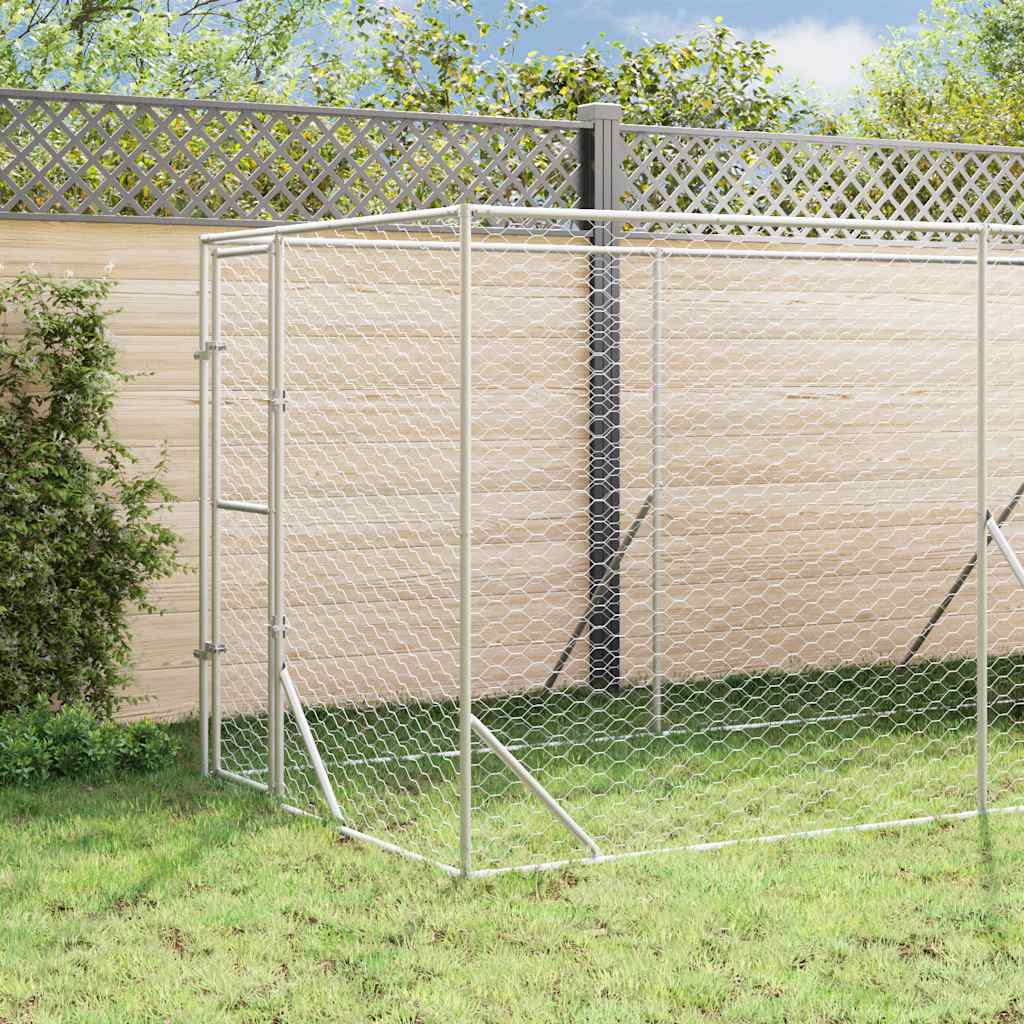 Hundgård med tak silver 2x6x2,5 m galvaniserat stål