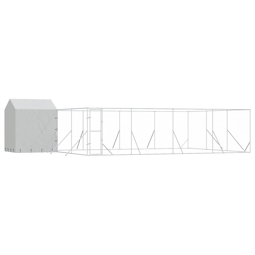 Hundgård med tak silver 10x6x2,5 m galvaniserat stål