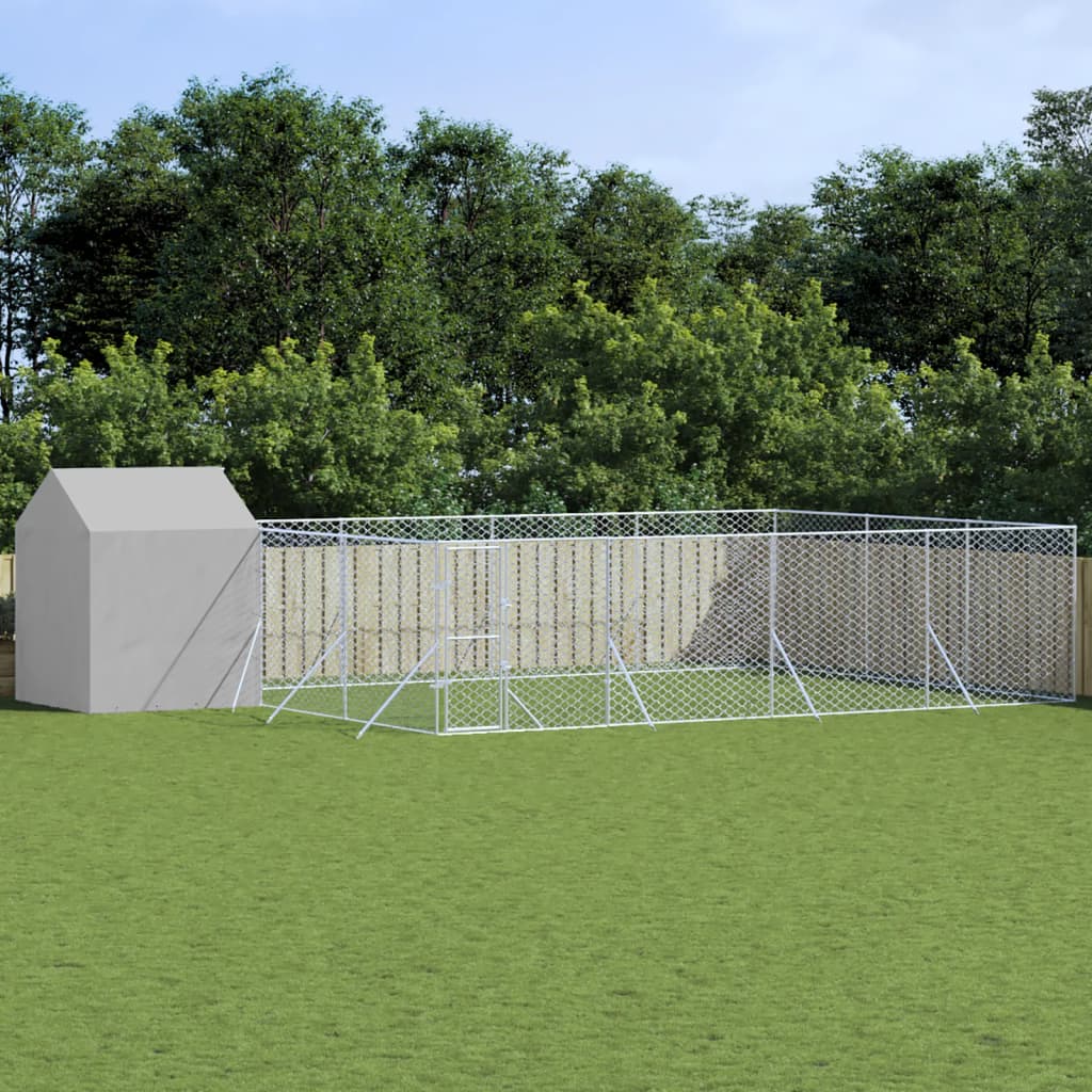 Hundgård med tak silver 10x6x2,5 m galvaniserat stål