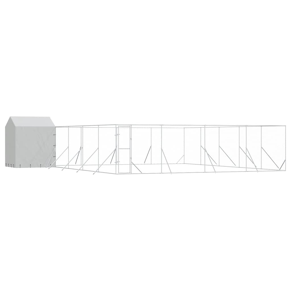 Hundgård med tak silver 10x10x2,5 m galvaniserat stål