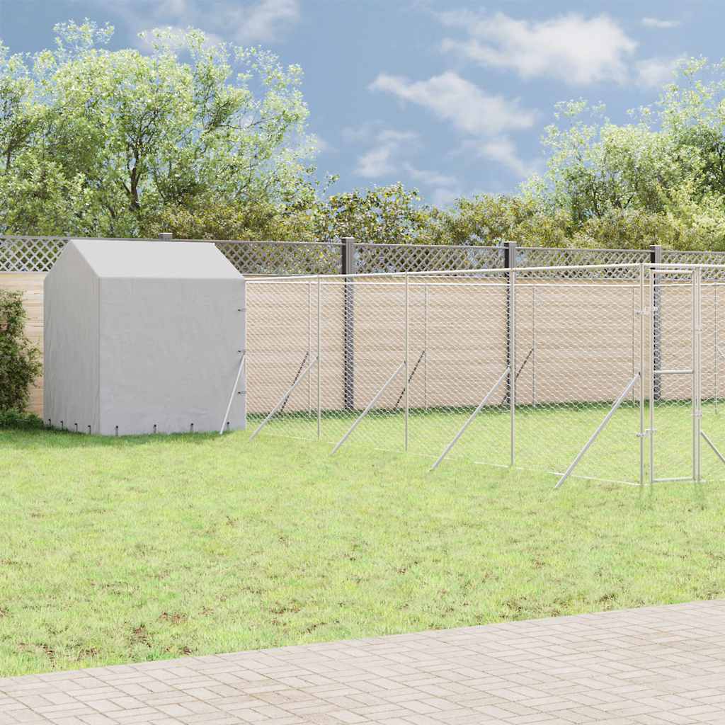 Hundgård med tak silver 10x10x2,5 m galvaniserat stål
