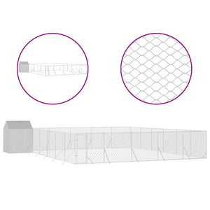 Hundgård med tak silver 12x12x2,5 m galvaniserat stål