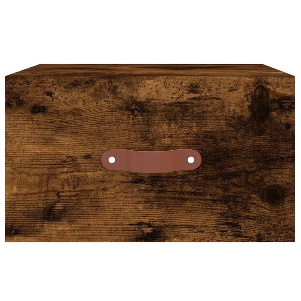 Väggmonterat sängbord rökfärgad ek 35x35x20 cm