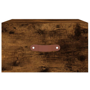 Väggmonterat sängbord rökfärgad ek 35x35x20 cm