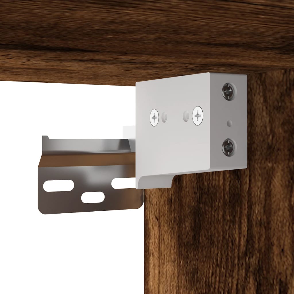 Väggmonterat sängbord rökfärgad ek 35x35x20 cm