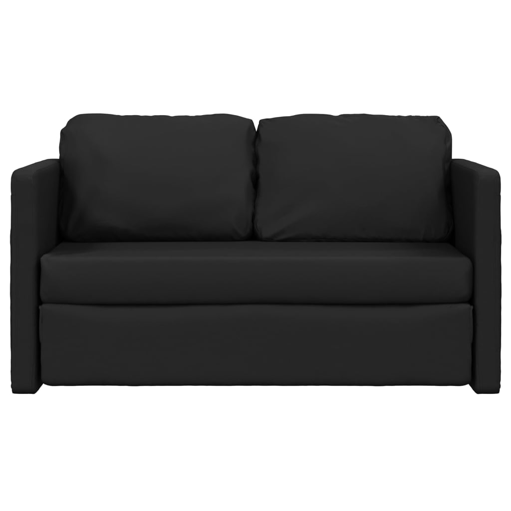 Golvbäddsoffa 2-i-1 svart 112x174x55 cm konstläder