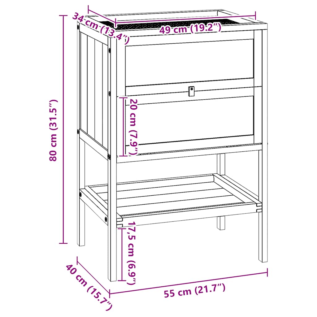 Hamsterbur 55x40x80 cm massivt trä gran