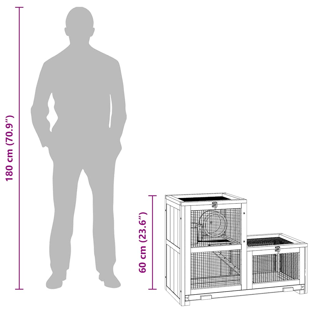 Hamsterbur 81x40x60 cm massivt granträ