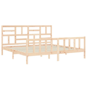 Sängram med huvudgavel massivt trä