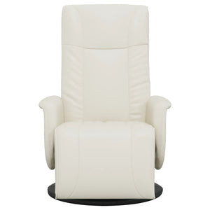 Reclinerfåtölj med fotstöd gräddvit konstläder