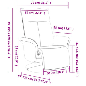 Reclinerfåtölj med fotstöd brun tyg