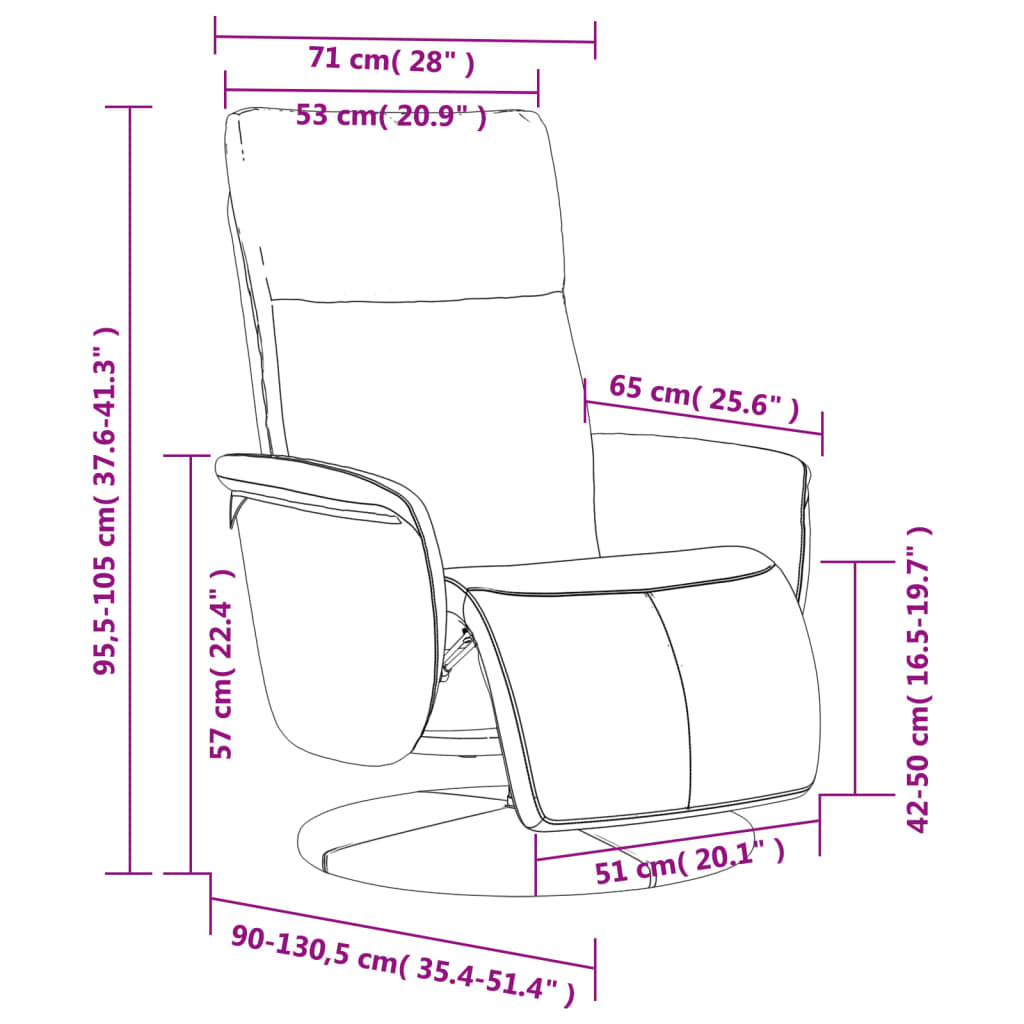 Reclinerfåtölj med fotstöd svart konstläder