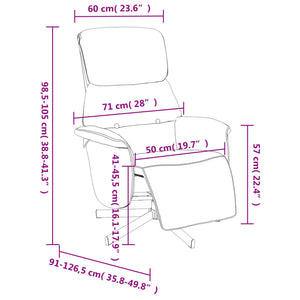 Reclinerfåtölj med fotpall gräddvit tyg