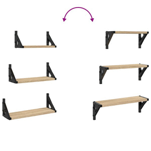 Vägghyllor 3 st sonoma-ek konstruerat trä