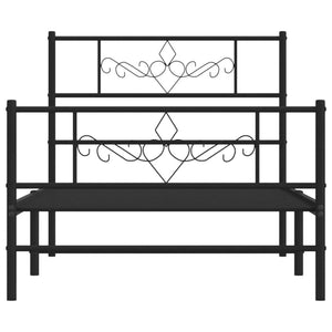Sängram med huvudgavel och fotgavel svart metall 80x200 cm