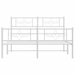 Sängram med huvudgavel och fotgavel vit metall 140x190 cm