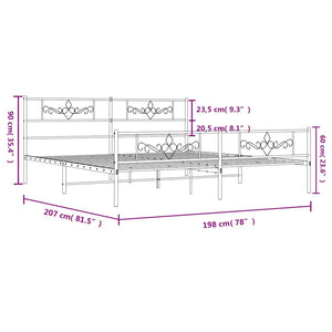 Sängram med huvudgavel och fotgavel vit metall 193x203 cm
