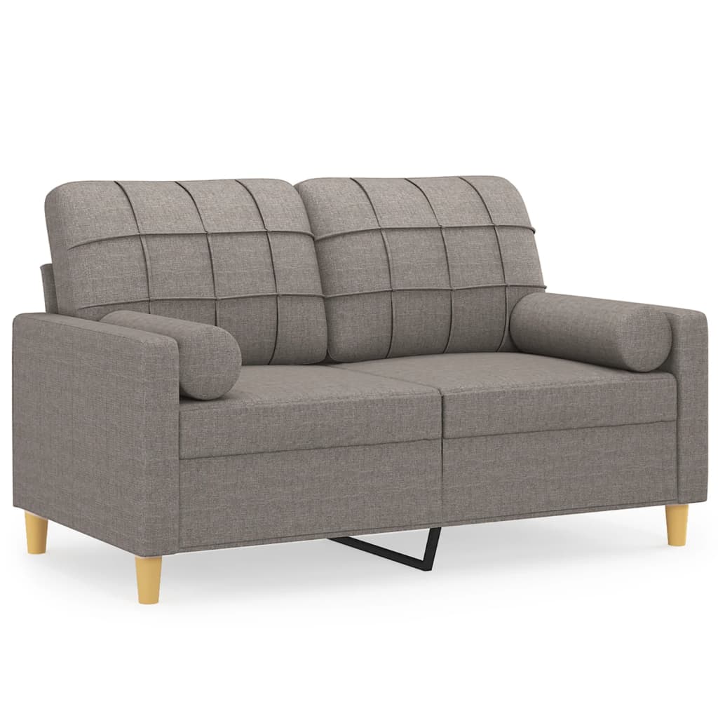 2-sits soffa med prydnadskuddar taupe 120 cm tyg