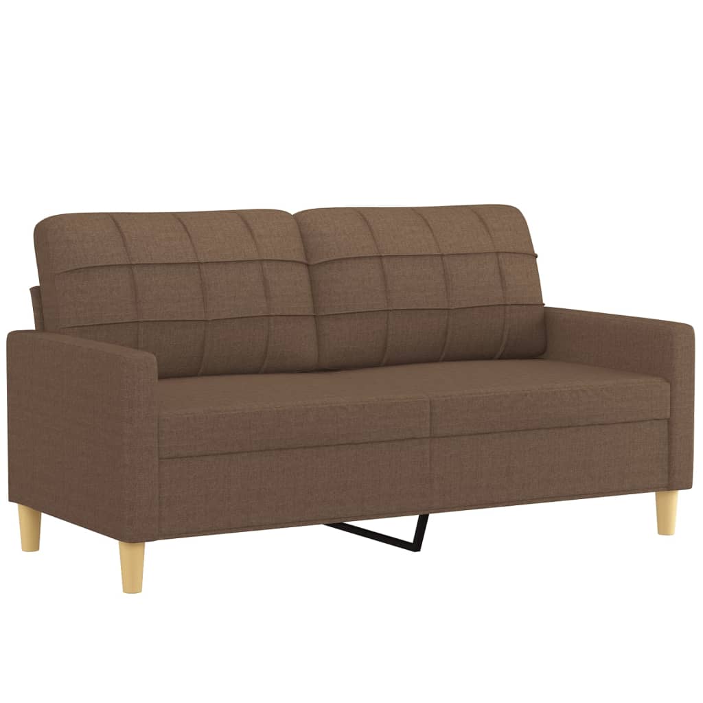 2-sits soffa med prydnadskuddar brun 140 cm tyg