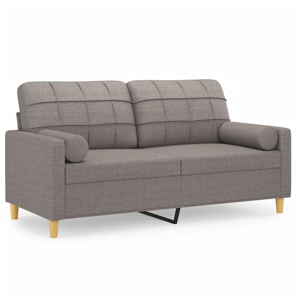 2-sits soffa med prydnadskuddar taupe 140 cm tyg