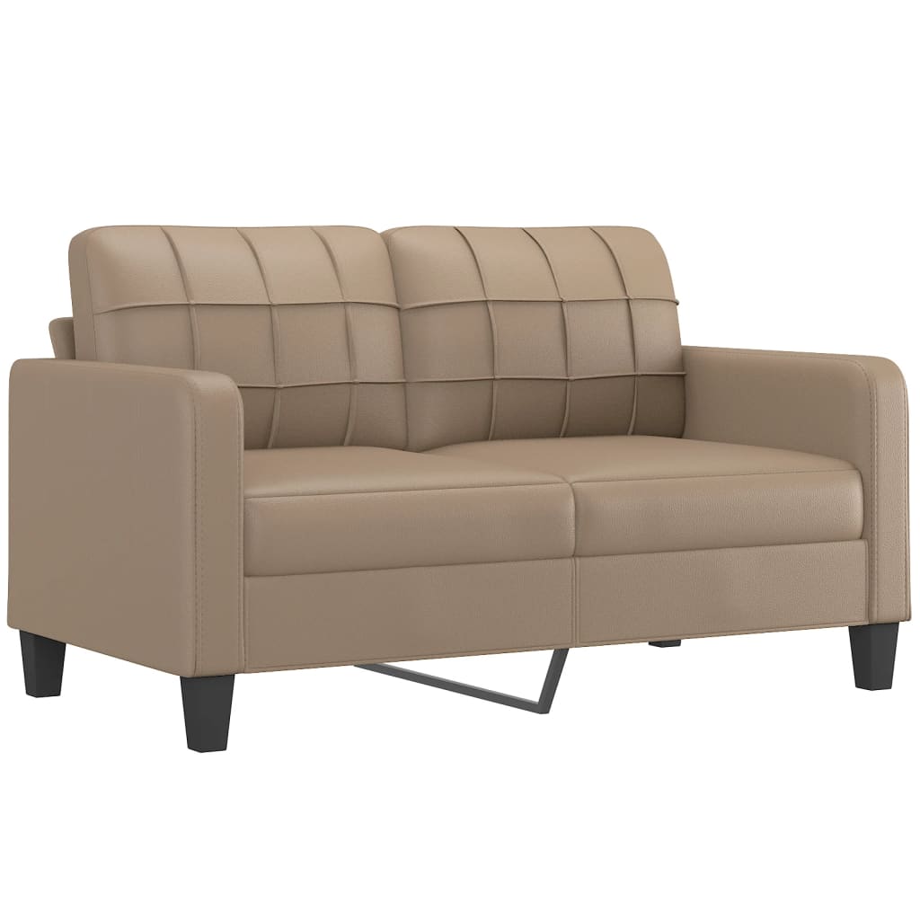 2-sits soffa med prydnadskuddar cappuccino 140 cm konstläder