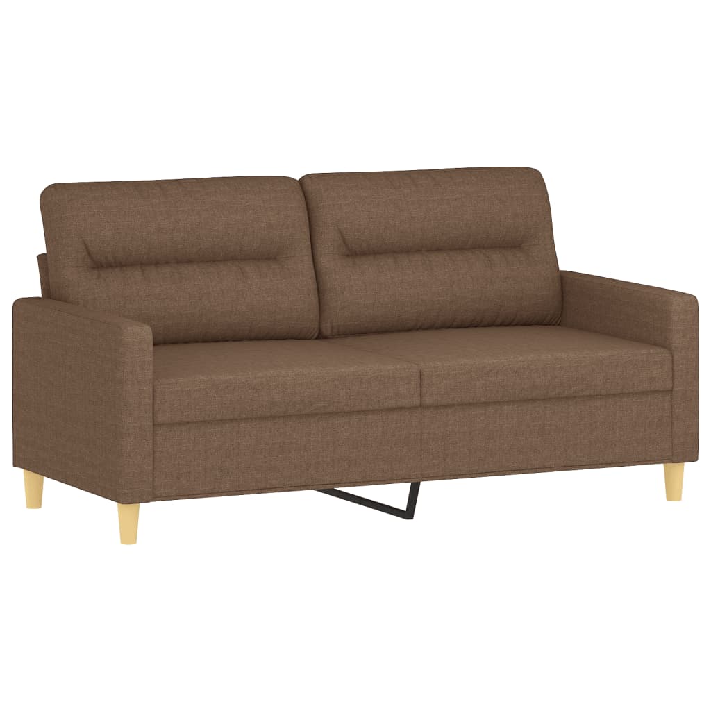 2-sits soffa med prydnadskuddar brun 140 cm tyg