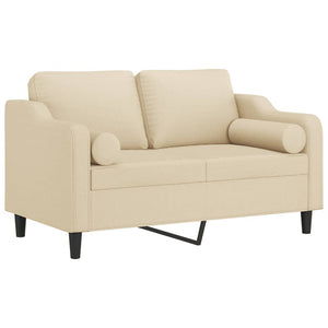 2-sits soffa med prydnadskuddar gräddvit 120 cm tyg