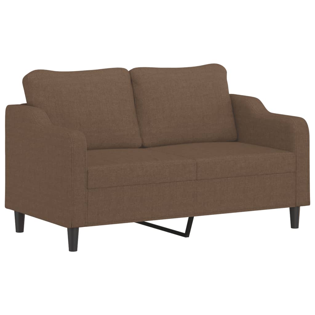 2-sits soffa med prydnadskuddar brun 140 cm tyg