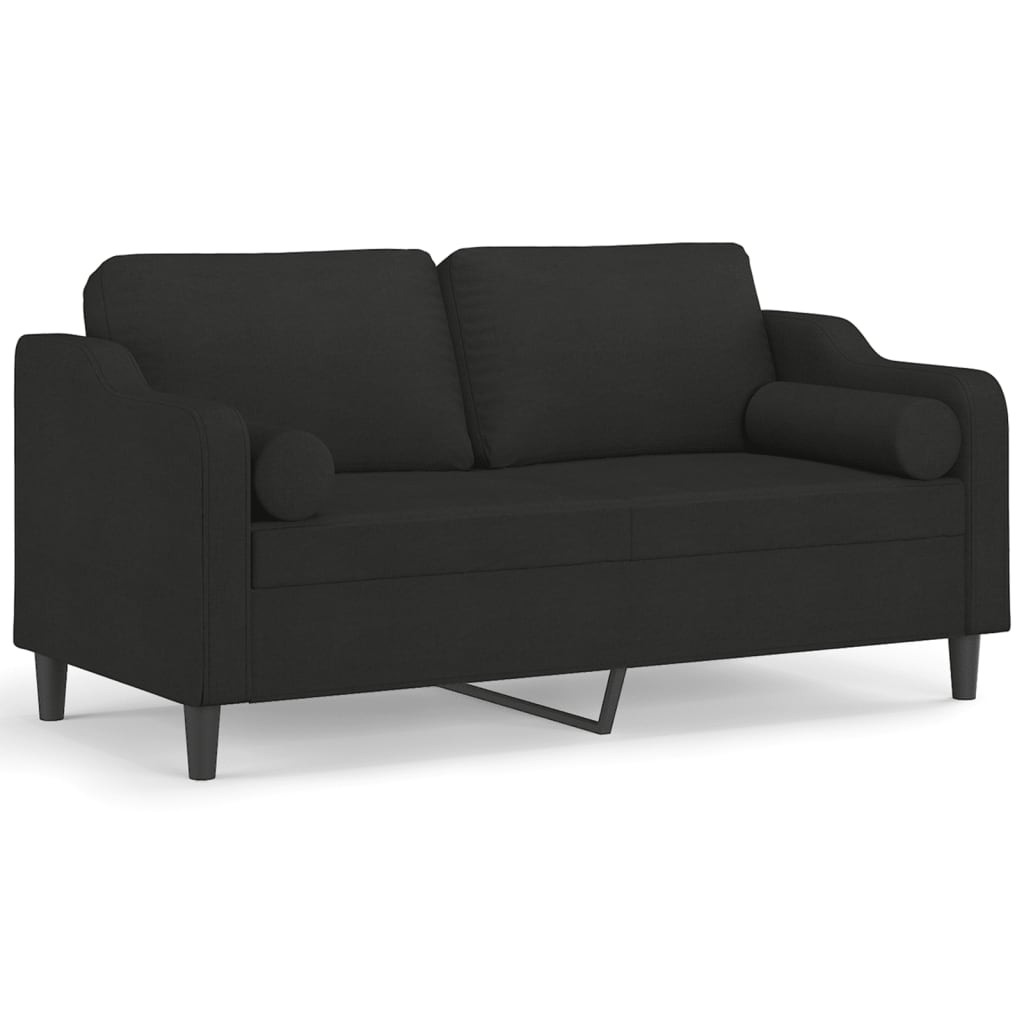 2-sits soffa med prydnadskuddar svart 140 cm tyg