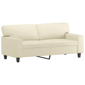 2-sits soffa med prydnadskuddar gräddvit 140 cm konstläder