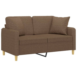2-sits soffa med prydnadskuddar brun 120 cm tyg