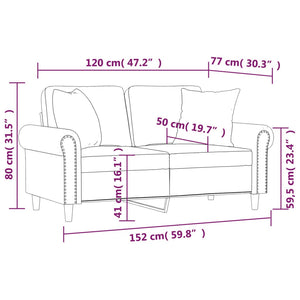 2-sits soffa med prydnadskuddar vinröd 120 cm konstläder