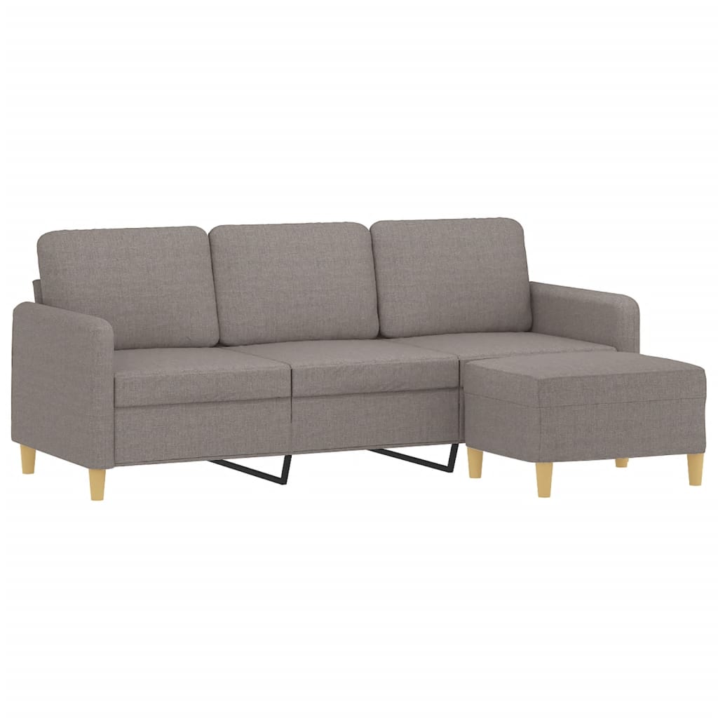 3-sitssoffa med fotpall taupe 180 cm tyg