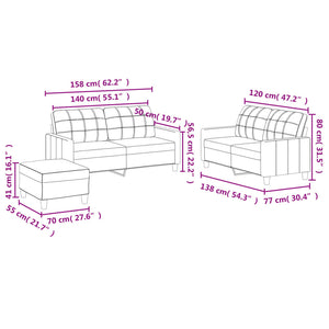 Soffgrupp med dynor 3 delar cappuccino konstläder
